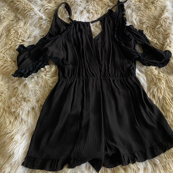 Velvet Torch Ruffle Romper - Picture 3 of 5